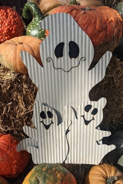 ghost lawn art for halloween seasonal garden decor