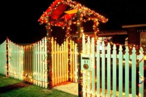 christmas lights on fence and entryway inspiration photos