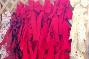 wall of red ribbons at patuxent nursery