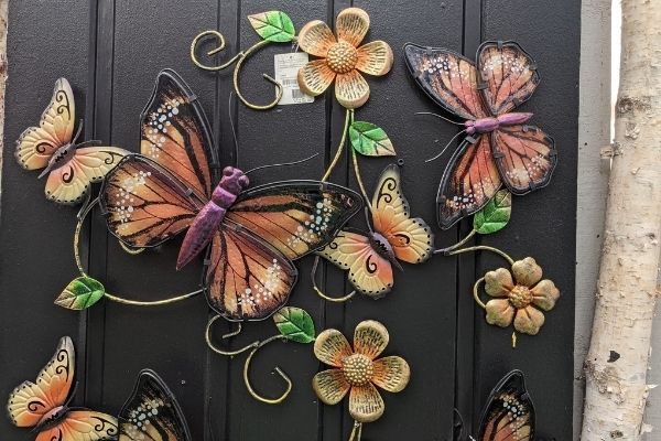 butterflies and flowers metal wall art for gardens and fences