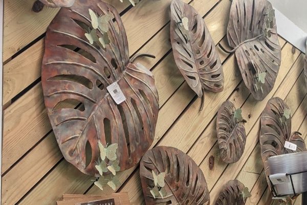 monstera leaves metal wall decor