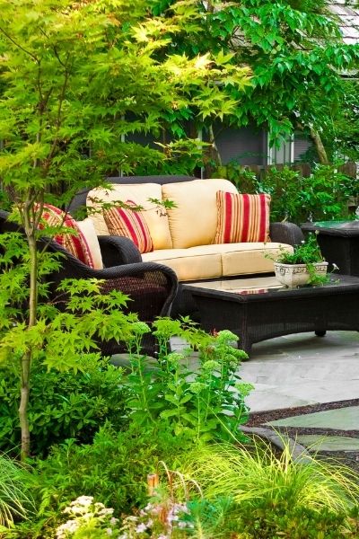 outdoor living space in trees trends 2022 gardens