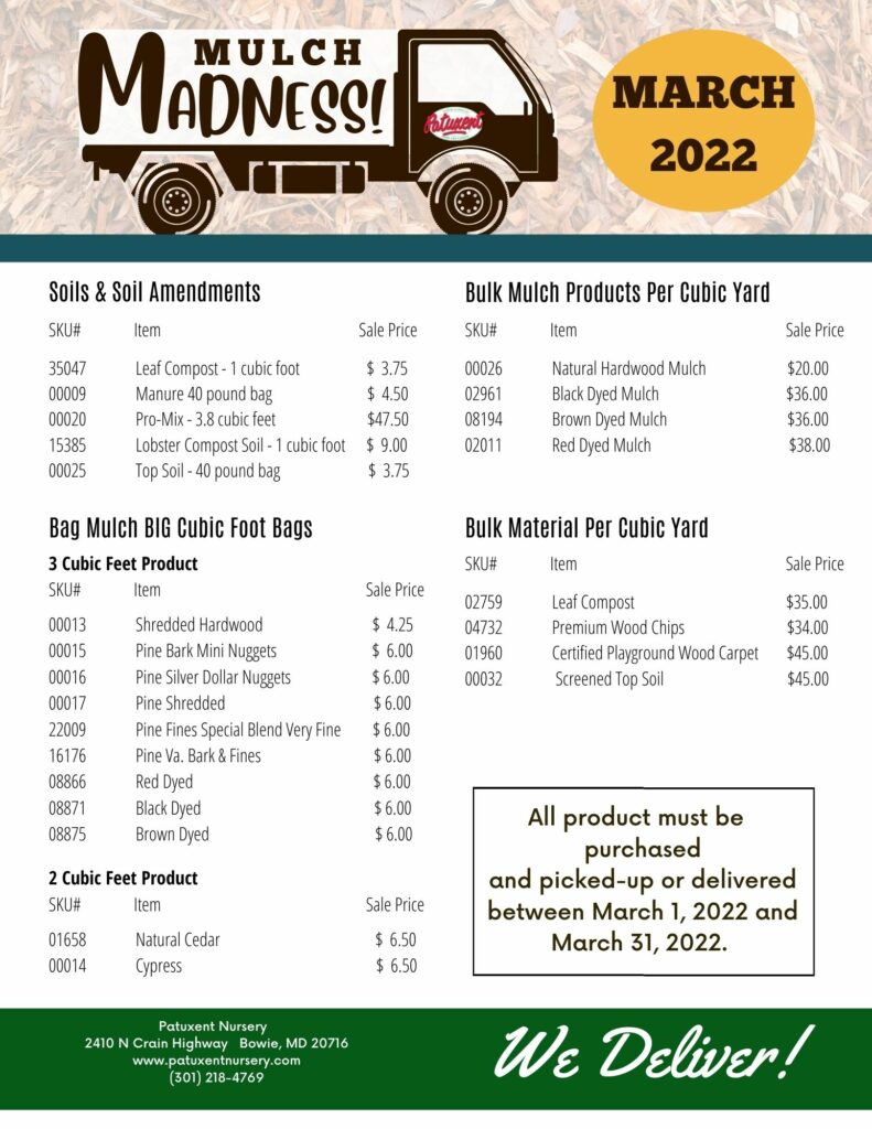 Mulch Madness for March 2022 Prices Mulch Madness for March 2022 Prices