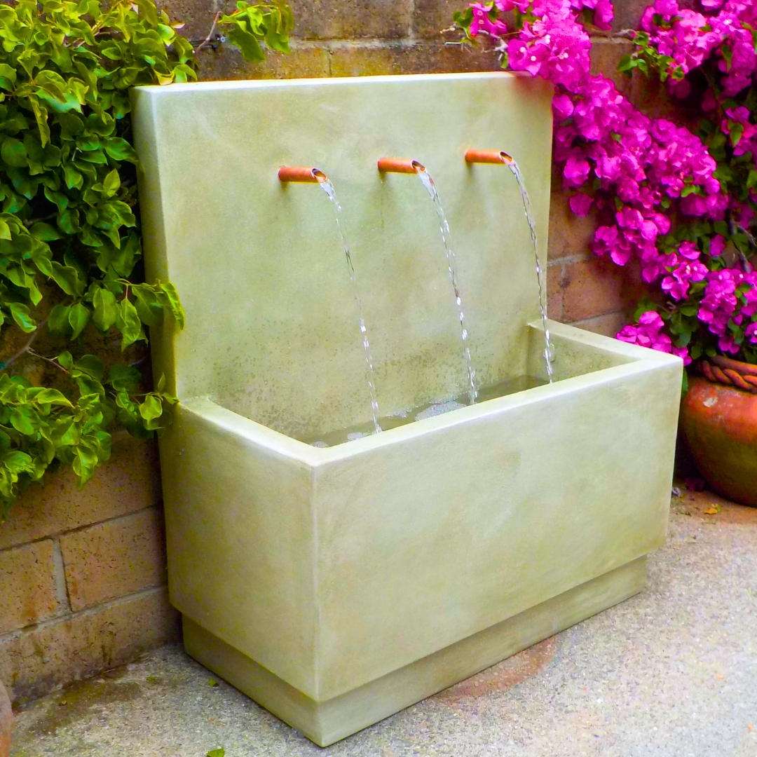 Portable lightweight fountain featuring gentle water flow, ideal for creating a peaceful atmosphere in any outdoor setting.