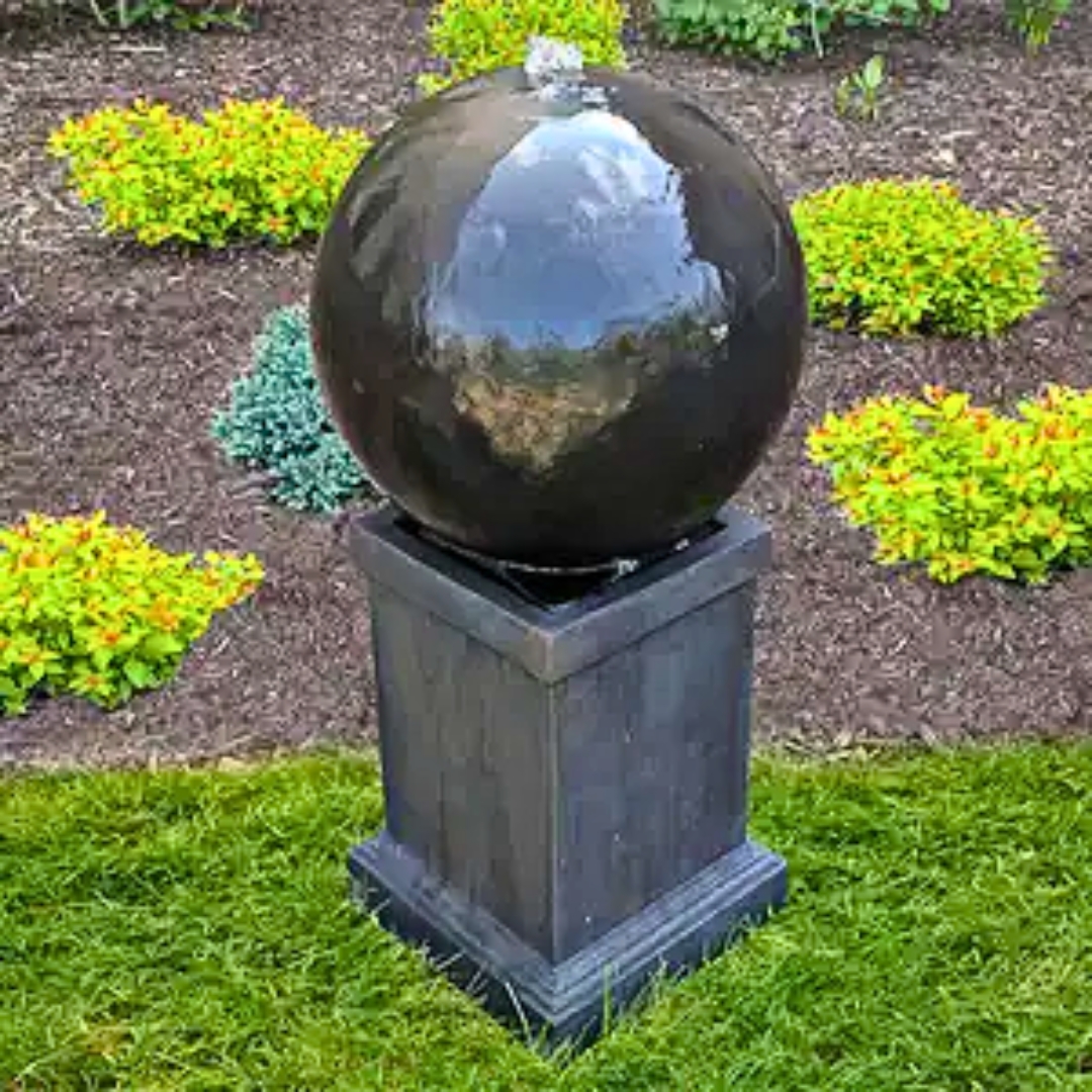 Lightweight outdoor fountain with a simple design, easy to move and perfect for smaller spaces or patios.