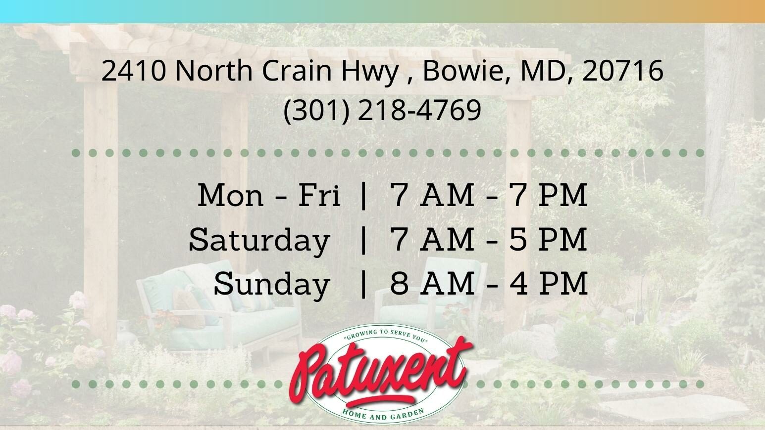Patuxent Nursery Store Hours