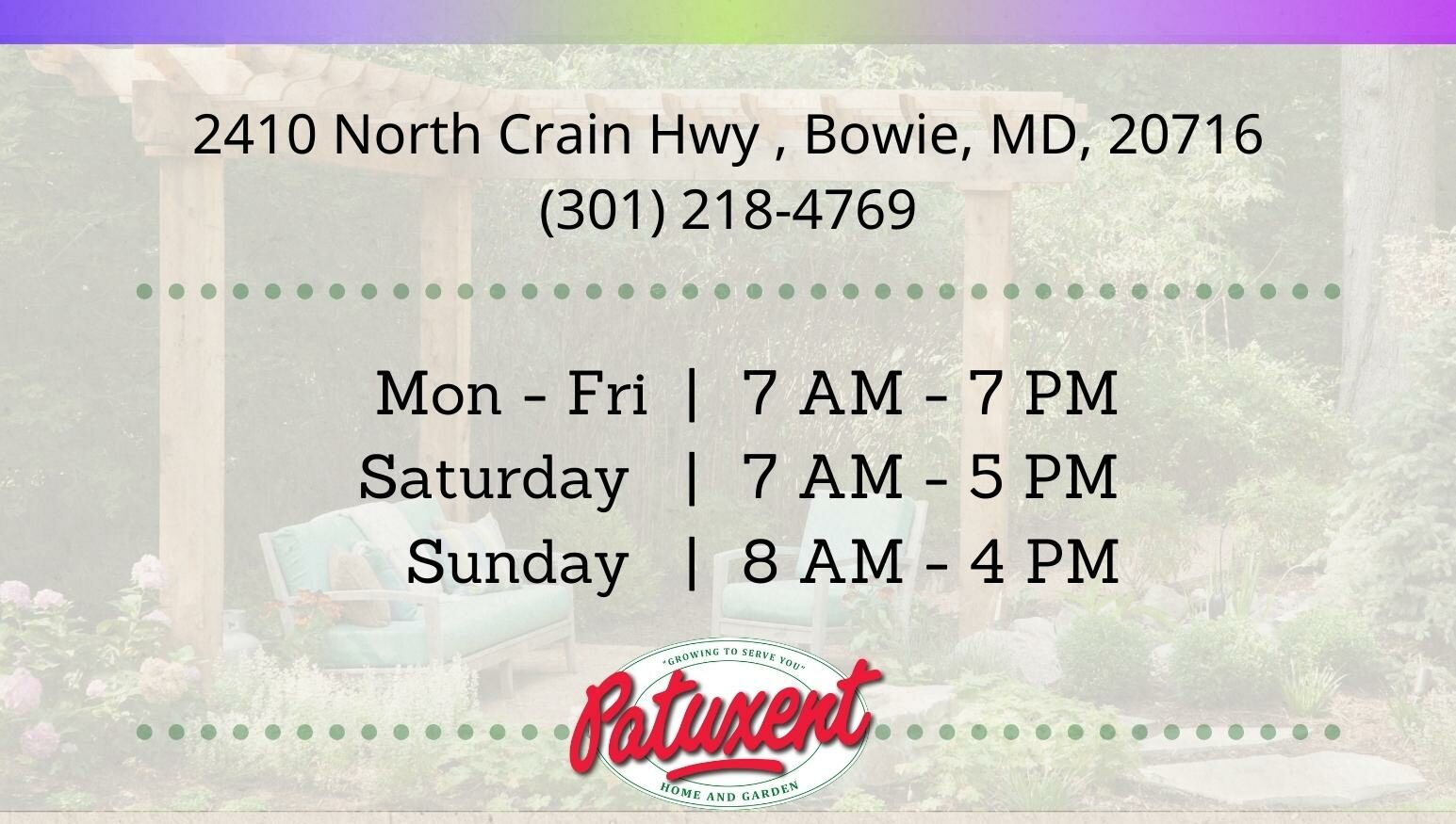 Patuxent Nursery Store Hours