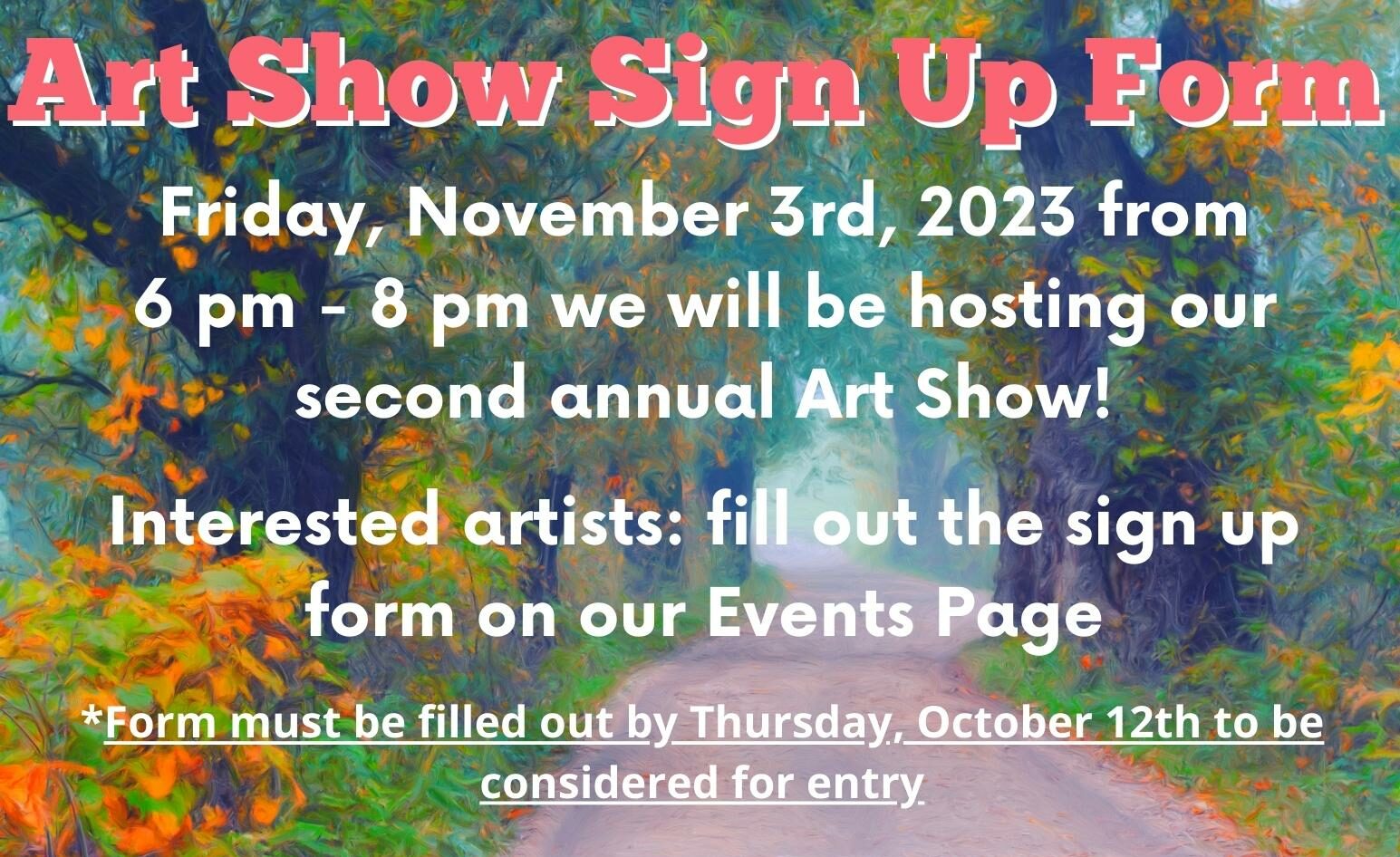 Patuxent Nursery Art Show Sign Up Form