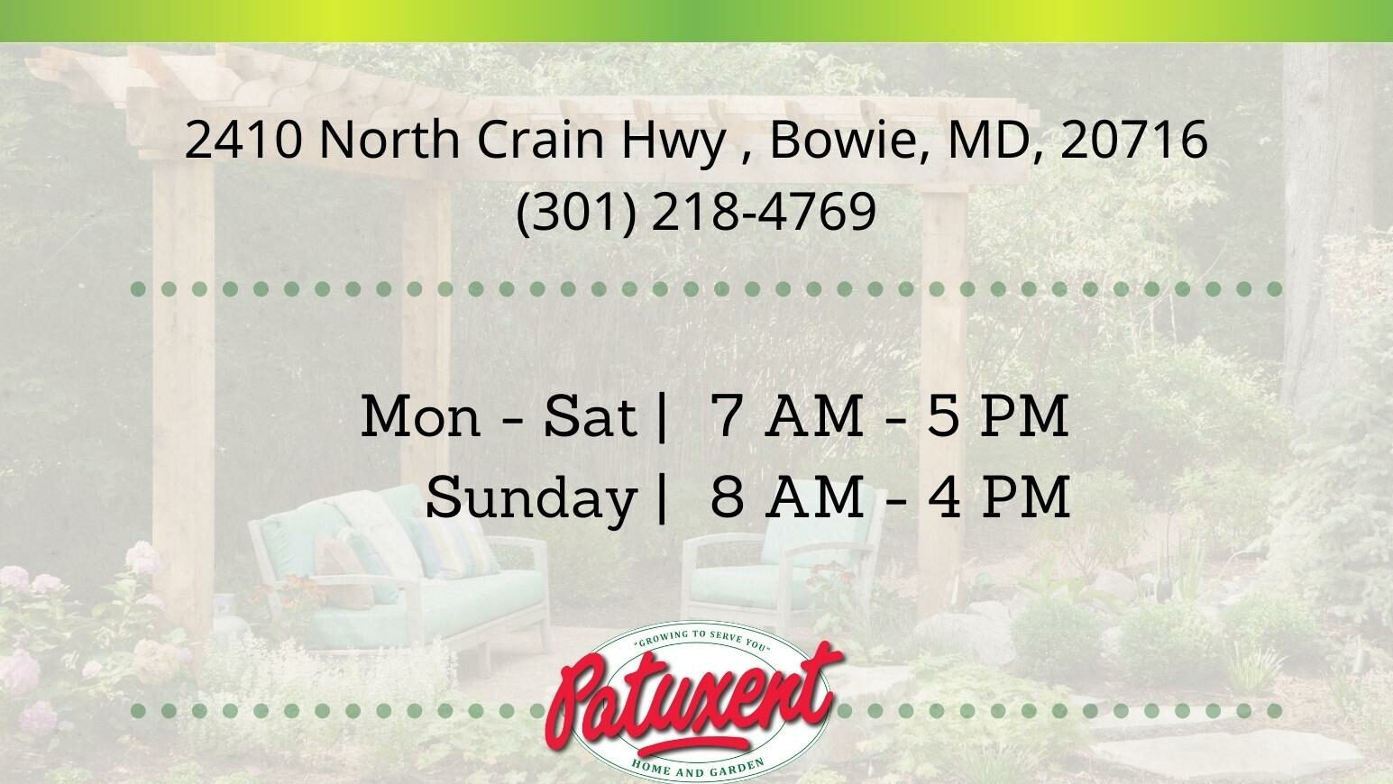 Patuxent Nursery Store Hours