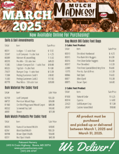 Mulch Madness 2025 Price List