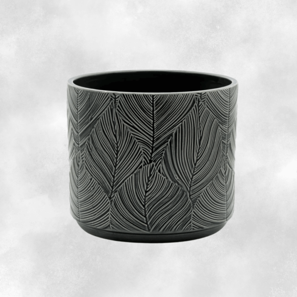 Gray Leaf Embossed Cache Pot - Image 2
