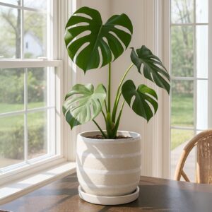 White Sandy Pot with Saucer