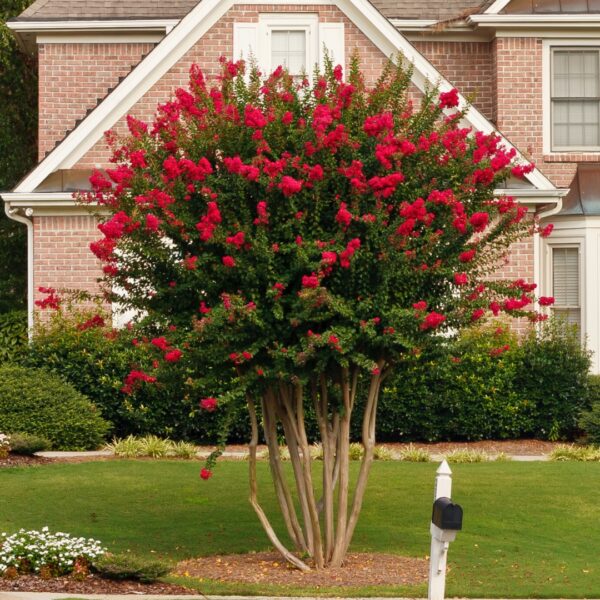 Crape Myrtle Red Rocket planted in the landscape