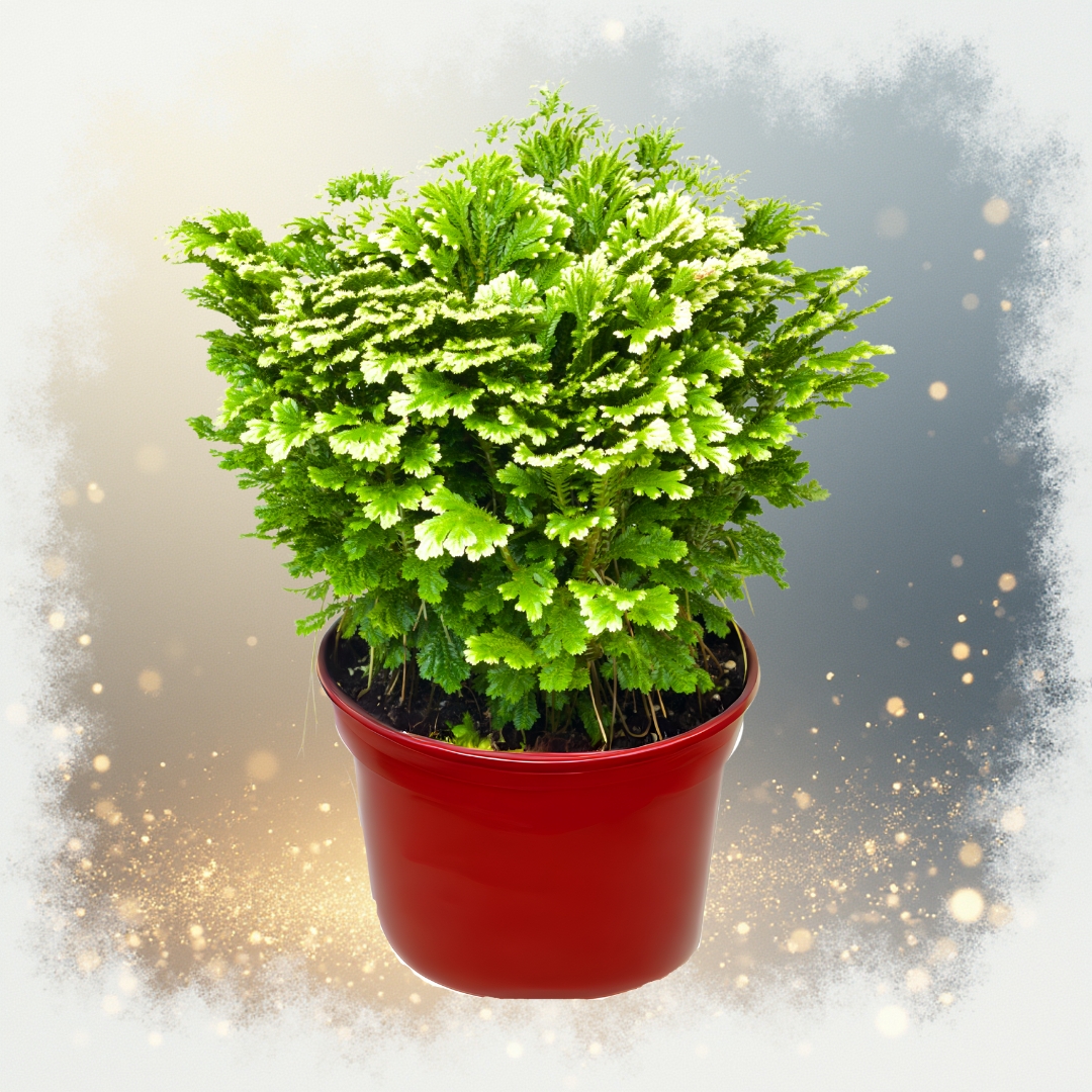 Frosty Fern in a red pot