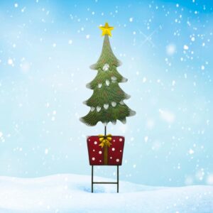 Garden Stake: 45"x14" Christmas Tree & Present