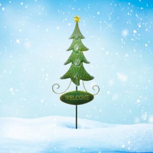 Garden Stake: 47"x11" Welcome Christmas Tree