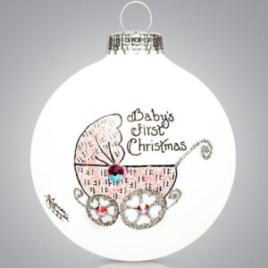 Ornament: Baby’s First Christmas Pink Buggy