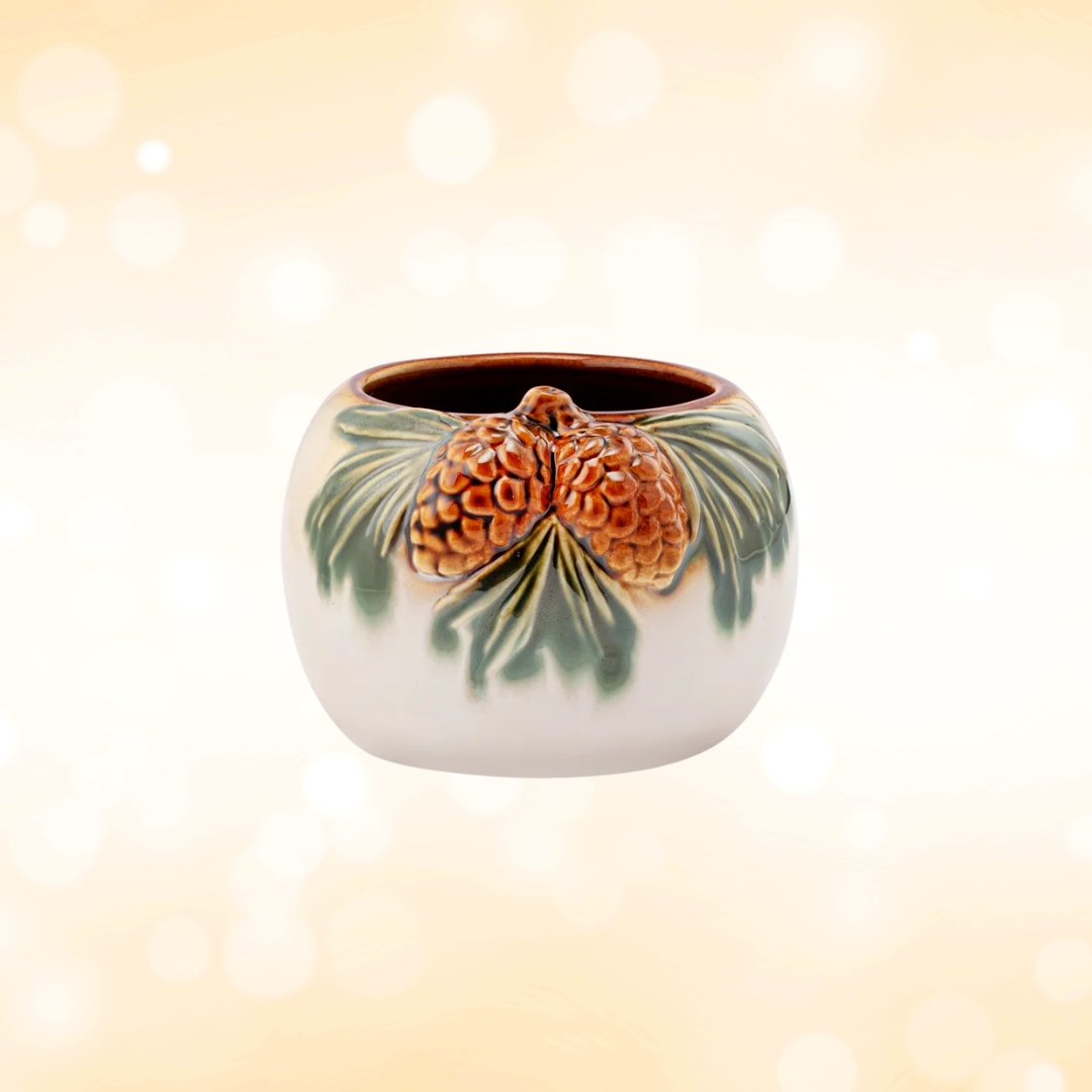 Pinecone Ball Planter up close