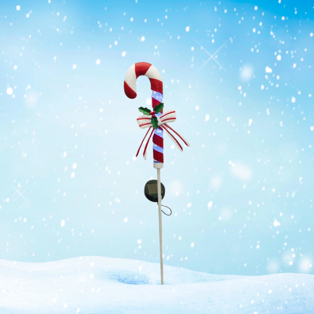 Solar Stake 35 x 6 Candy Cane With A Bow