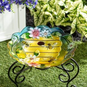Floral Beehive Bird Bath