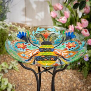 Folk Art Bumblebee Bird Bath