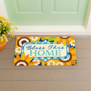 Bless This Home Sunflowers Coir Doormat
