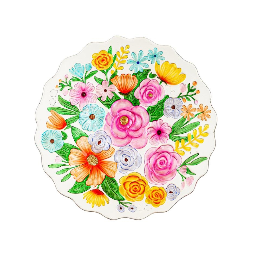 Bundle Of Flowers Glass Bird Bath product image