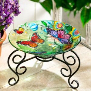 Butterfly Family Glass Bird Bath