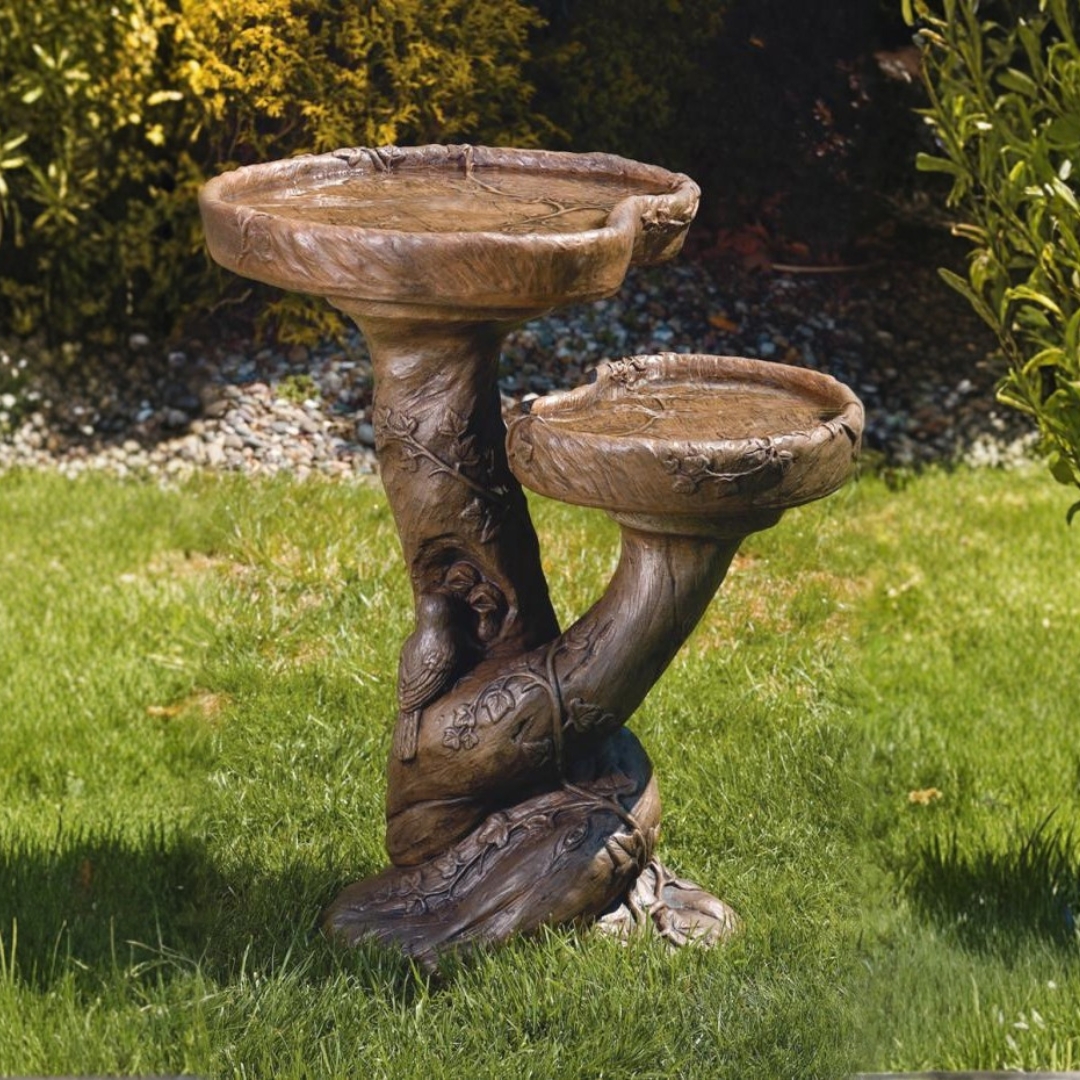 Double Woodscape Bird Bath