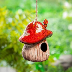 Fantasy Mushroom Ceramic Bird House