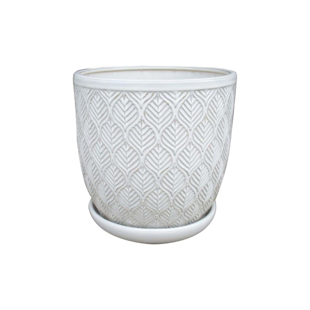 Lotus Ash Leaf Planter - White