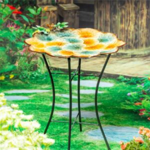 Multi Leaf Metal Bird Bath
