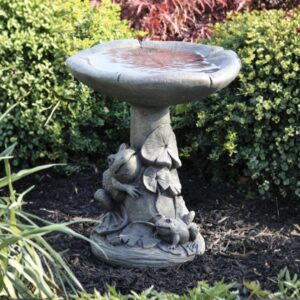 One Piece Frogs And Lilies Bird Bath