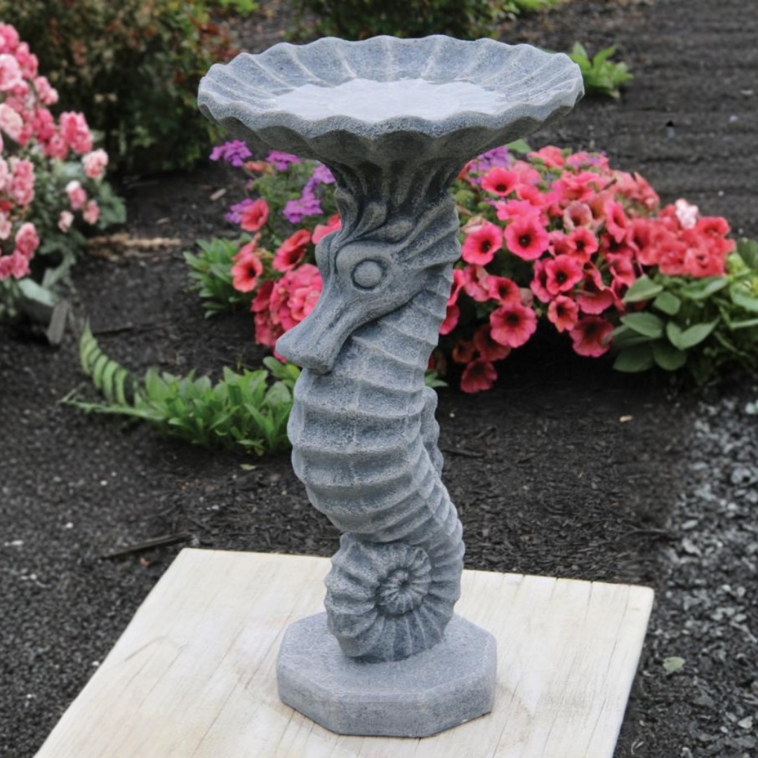 One Piece Seahorse Bird Bath
