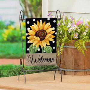 Polka Dot Sunflower Burlap Garden Flag