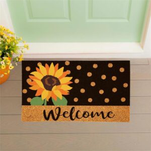 Polka Dot Sunflower Coir Doormat