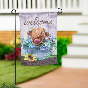Relaxing Highland Cow Garden Flag
