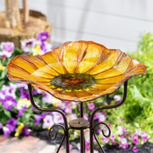 Sunflower Glass Bird Bath