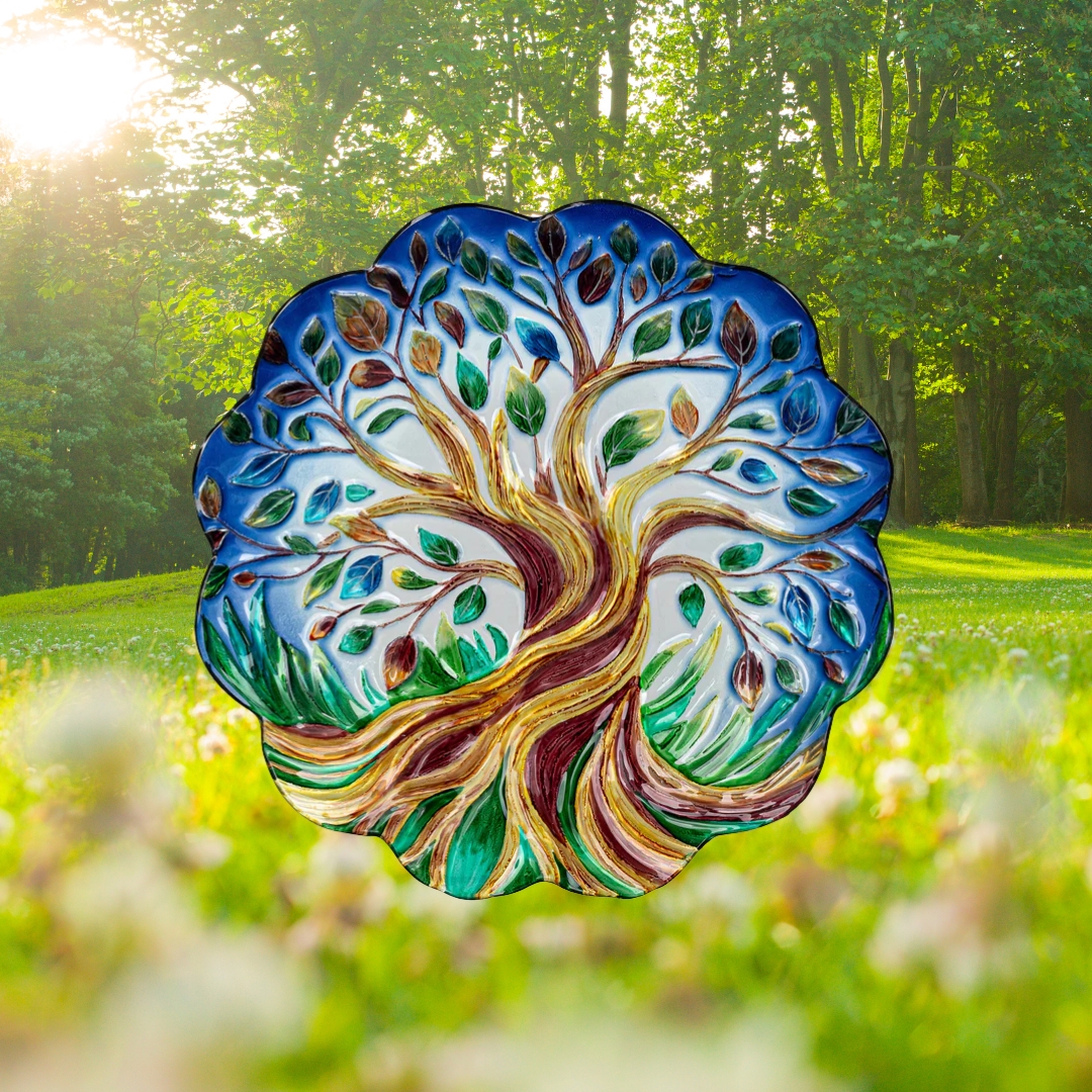 Tree of Life Glass Bird Bath