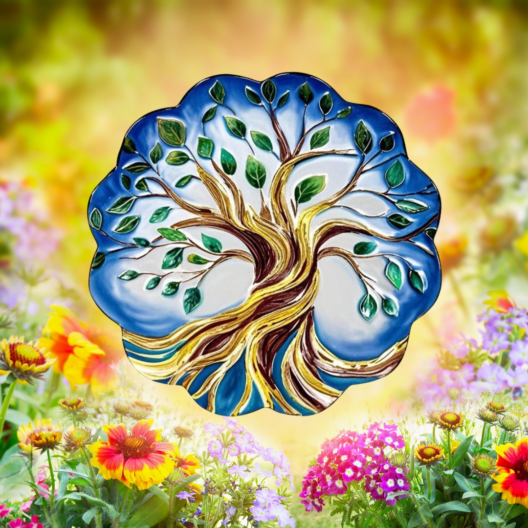 Tree of Life Metal Bird Bath