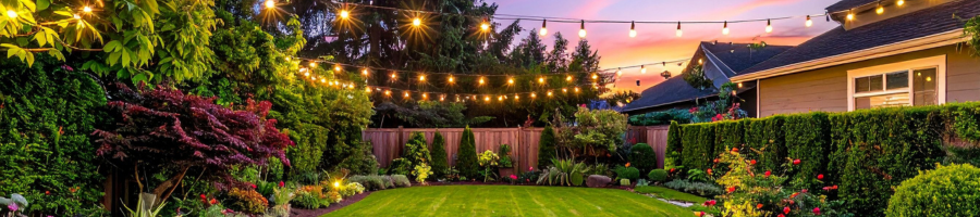privacy backyard during sunset